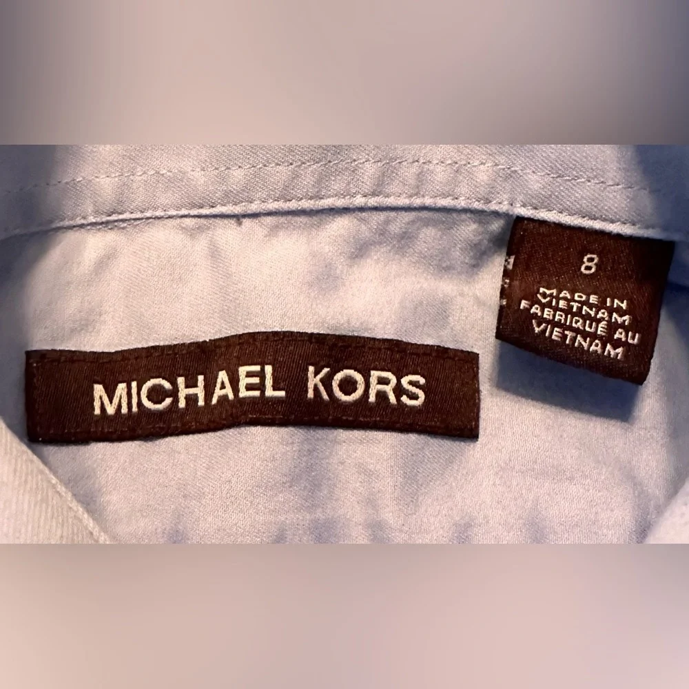 KIDS BOYS Michael Kors Blue Cotton Button-down Collared Dress Shirt - SIZE 8